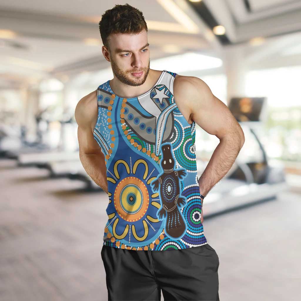 Personalised Aboriginal Platypus Men Tank Top Torres Strait Islander Dhari Indigenous Dot Art