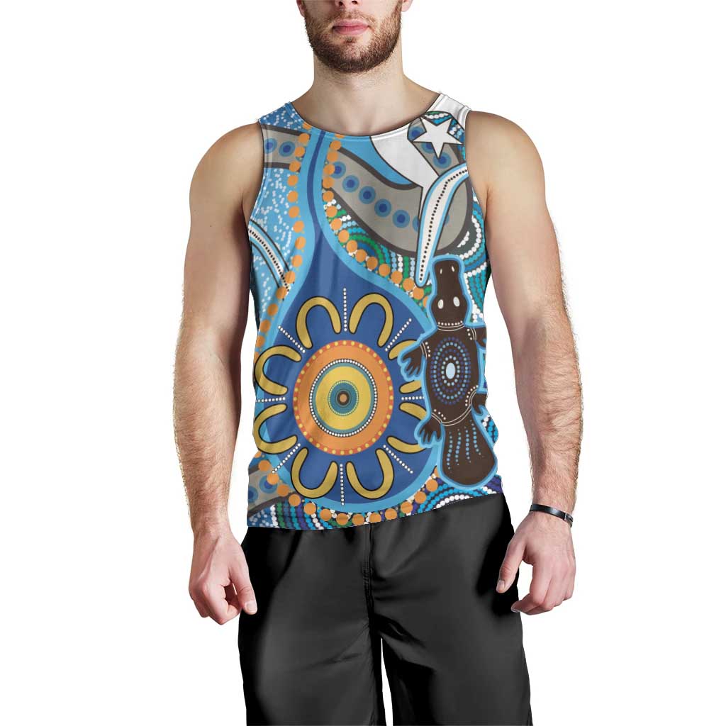Personalised Aboriginal Platypus Men Tank Top Torres Strait Islander Dhari Indigenous Dot Art