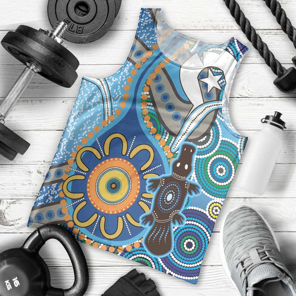 Personalised Aboriginal Platypus Men Tank Top Torres Strait Islander Dhari Indigenous Dot Art