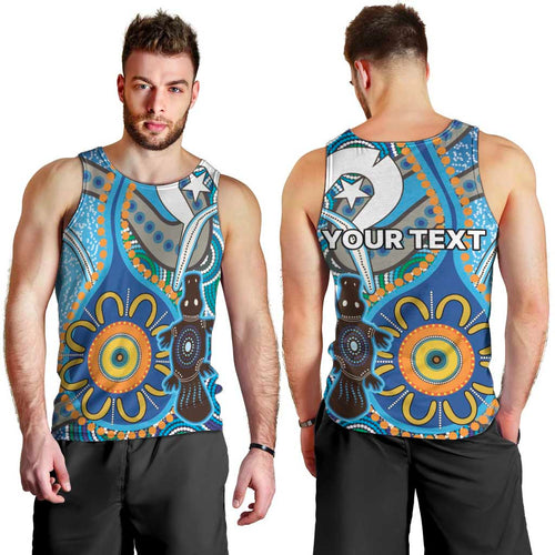 Personalised Aboriginal Platypus Men Tank Top Torres Strait Islander Dhari Indigenous Dot Art
