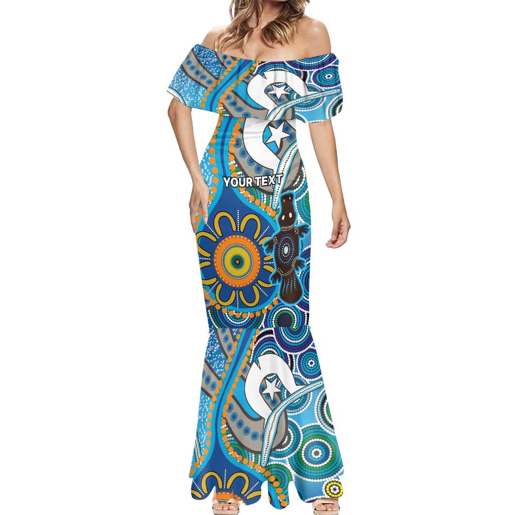 Personalised Aboriginal Platypus Mermaid Dress Torres Strait Islander Dhari Indigenous Dot Art