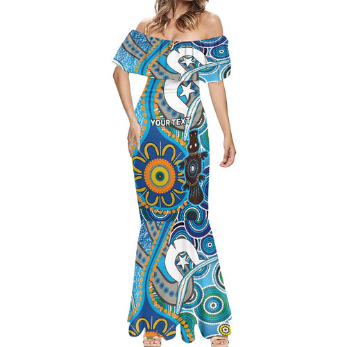 Personalised Aboriginal Platypus Mermaid Dress Torres Strait Islander Dhari Indigenous Dot Art