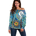 Personalised Aboriginal Platypus Off Shoulder Sweater Torres Strait Islander Dhari Indigenous Dot Art