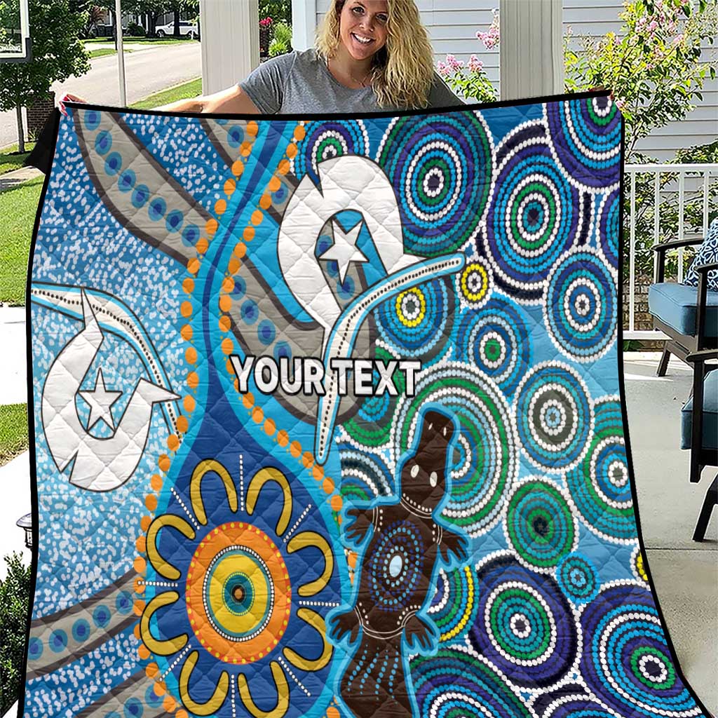 Personalised Aboriginal Platypus Quilt Torres Strait Islander Dhari Indigenous Dot Art