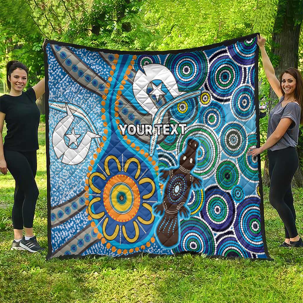 Personalised Aboriginal Platypus Quilt Torres Strait Islander Dhari Indigenous Dot Art