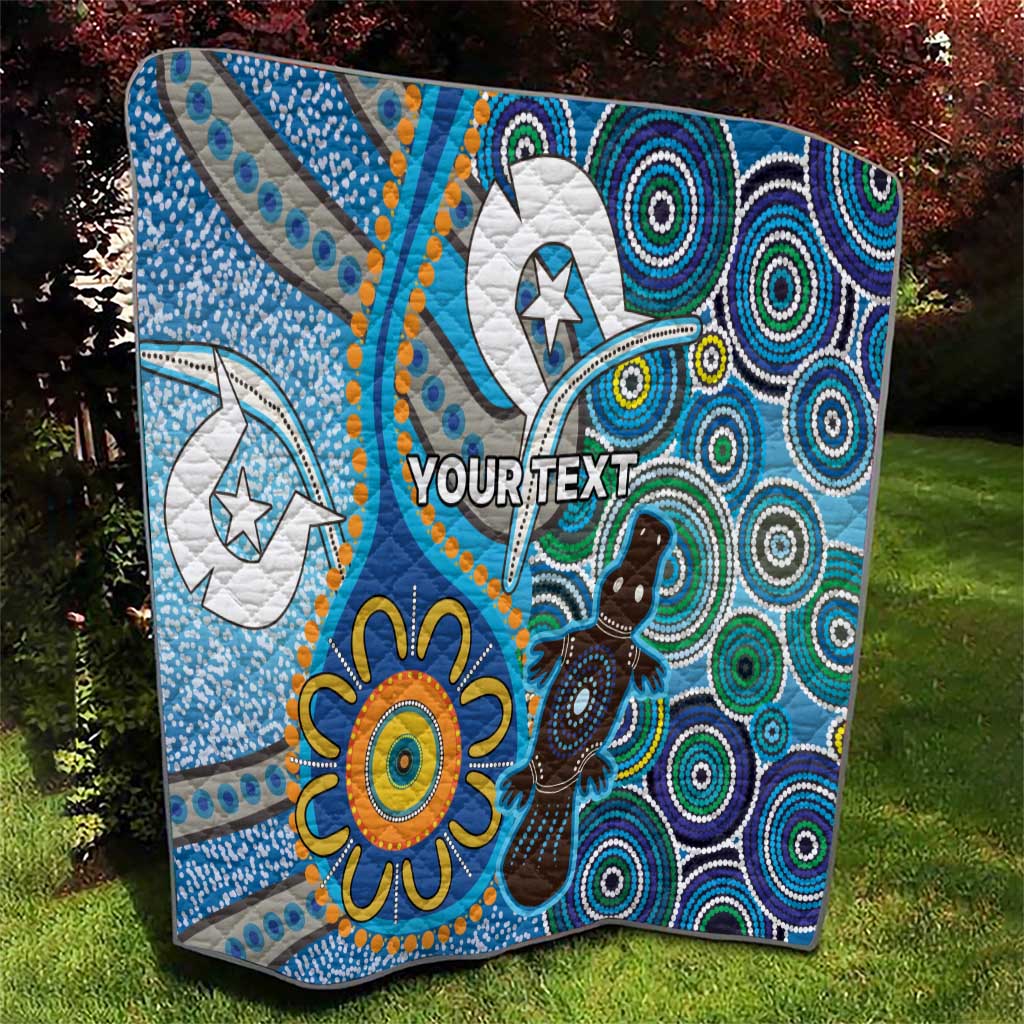 Personalised Aboriginal Platypus Quilt Torres Strait Islander Dhari Indigenous Dot Art