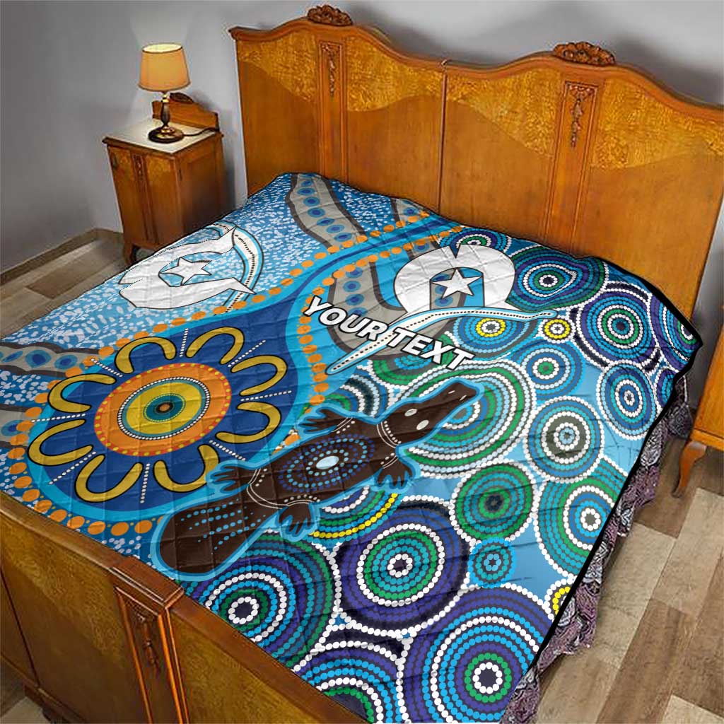 Personalised Aboriginal Platypus Quilt Torres Strait Islander Dhari Indigenous Dot Art