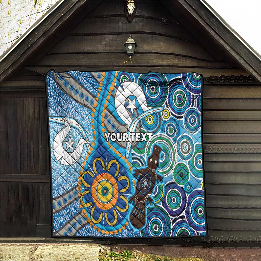 Personalised Aboriginal Platypus Quilt Torres Strait Islander Dhari Indigenous Dot Art