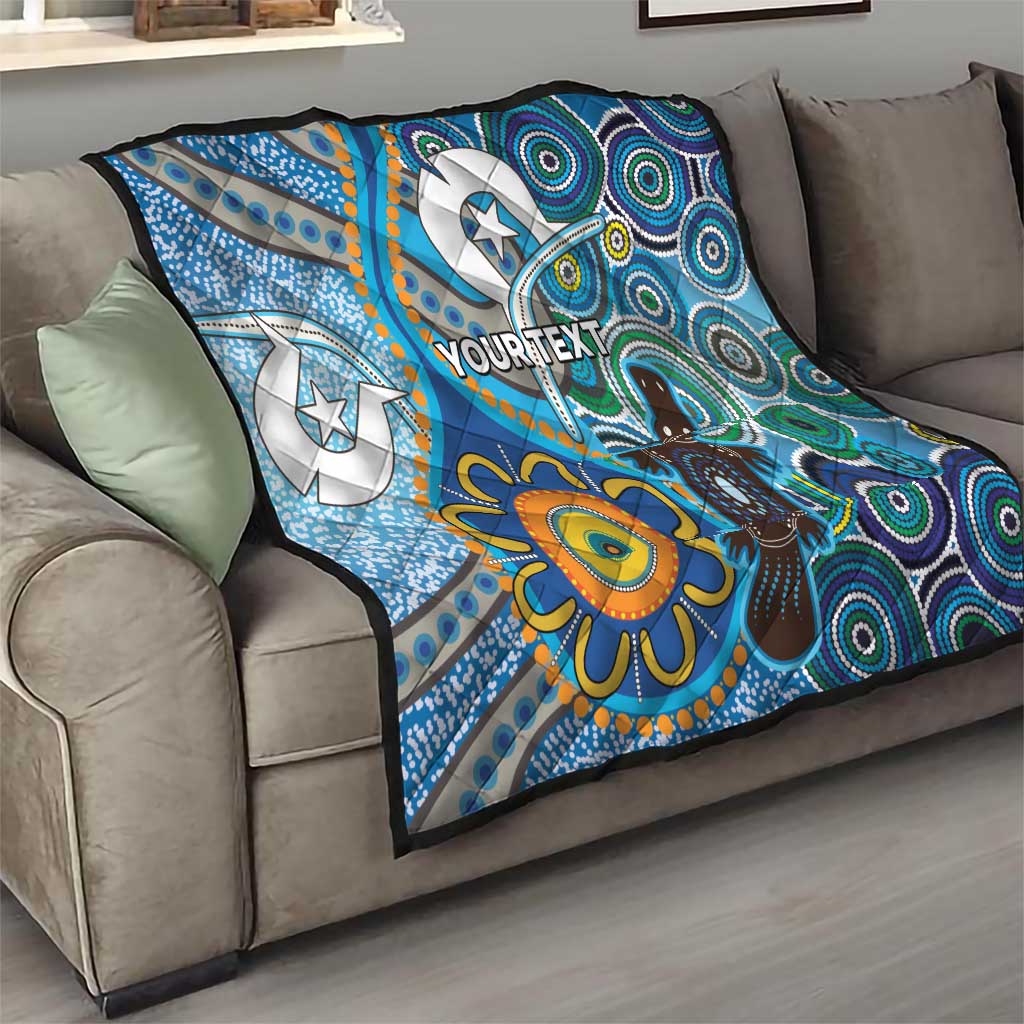 Personalised Aboriginal Platypus Quilt Torres Strait Islander Dhari Indigenous Dot Art