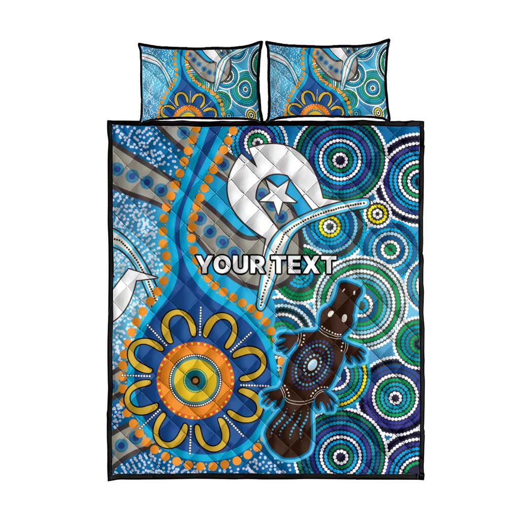 Personalised Aboriginal Platypus Quilt Bed Set Torres Strait Islander Dhari Indigenous Dot Art