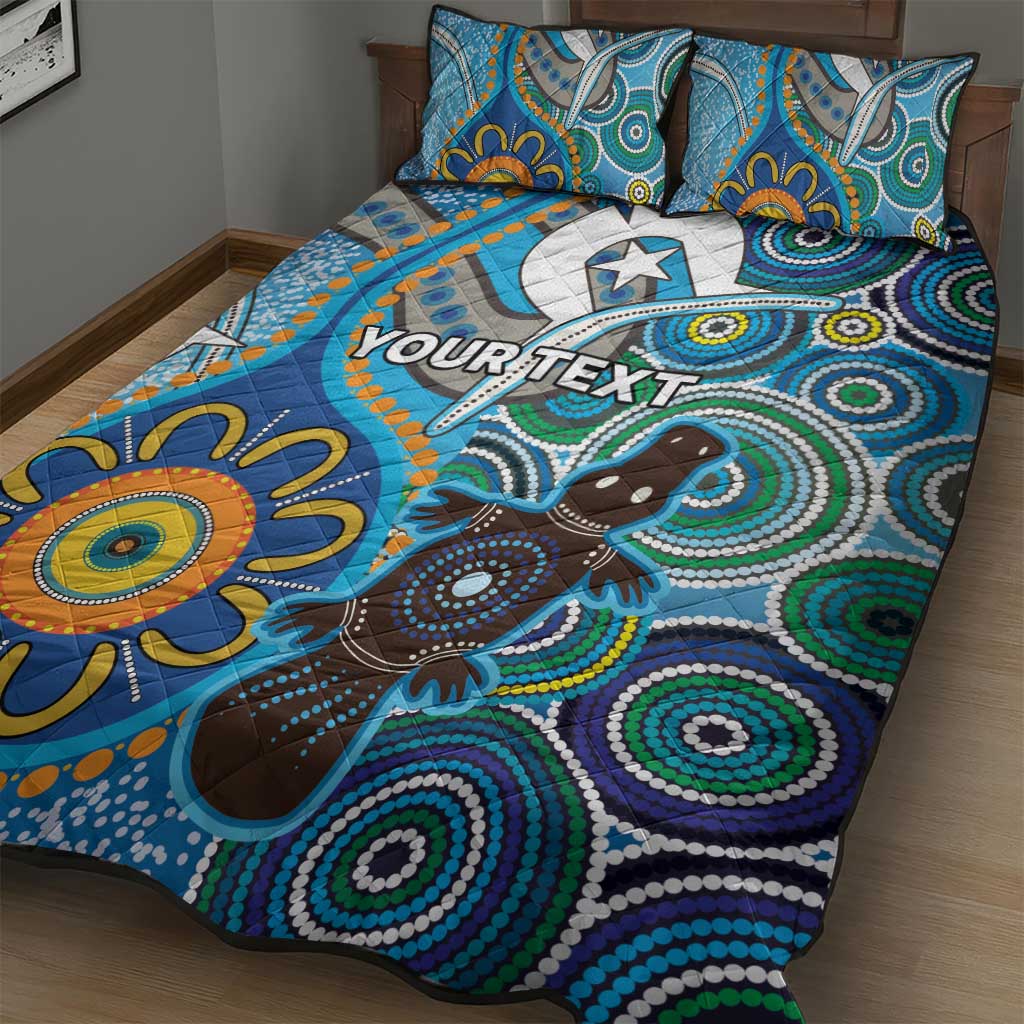 Personalised Aboriginal Platypus Quilt Bed Set Torres Strait Islander Dhari Indigenous Dot Art
