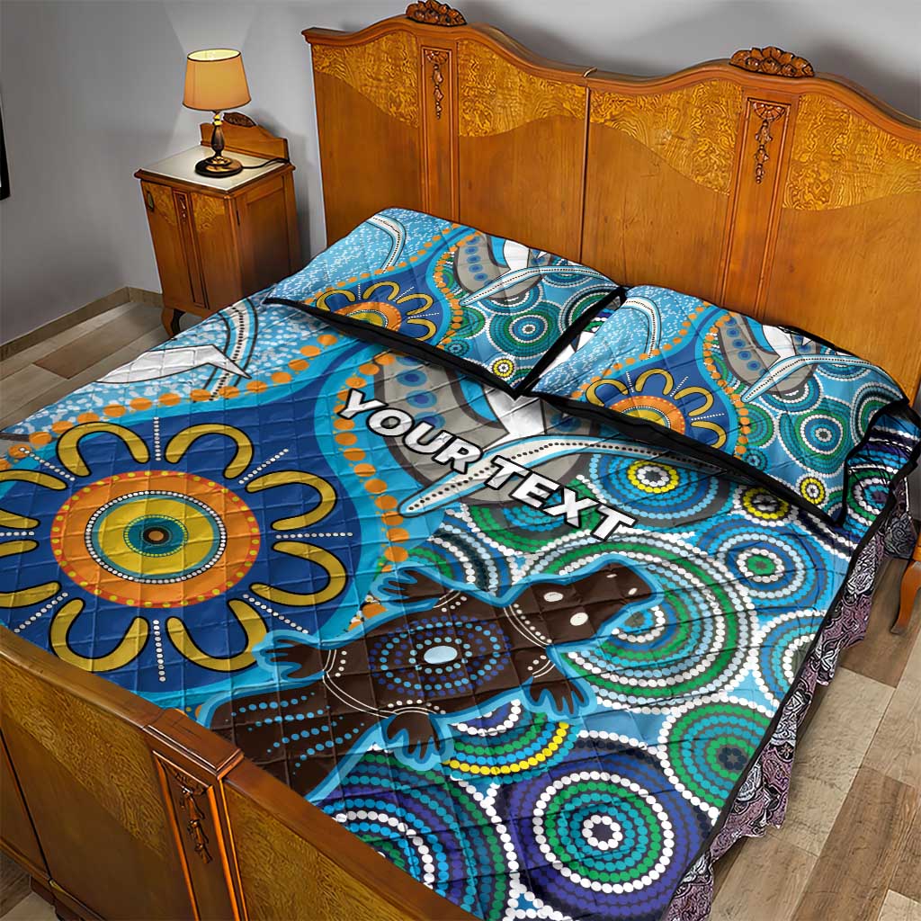 Personalised Aboriginal Platypus Quilt Bed Set Torres Strait Islander Dhari Indigenous Dot Art