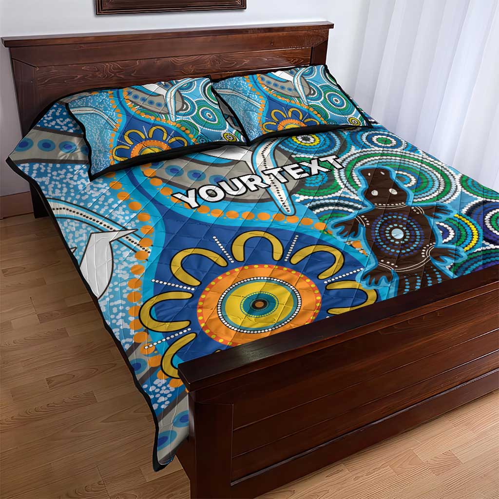Personalised Aboriginal Platypus Quilt Bed Set Torres Strait Islander Dhari Indigenous Dot Art