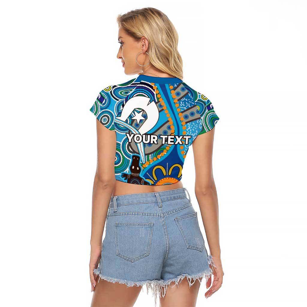 Personalised Aboriginal Platypus Raglan Cropped T Shirt Torres Strait Islander Dhari Indigenous Dot Art