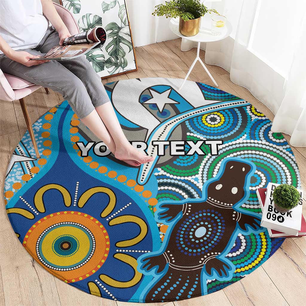 Personalised Aboriginal Platypus Round Carpet Torres Strait Islander Dhari Indigenous Dot Art