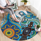 Personalised Aboriginal Platypus Round Carpet Torres Strait Islander Dhari Indigenous Dot Art