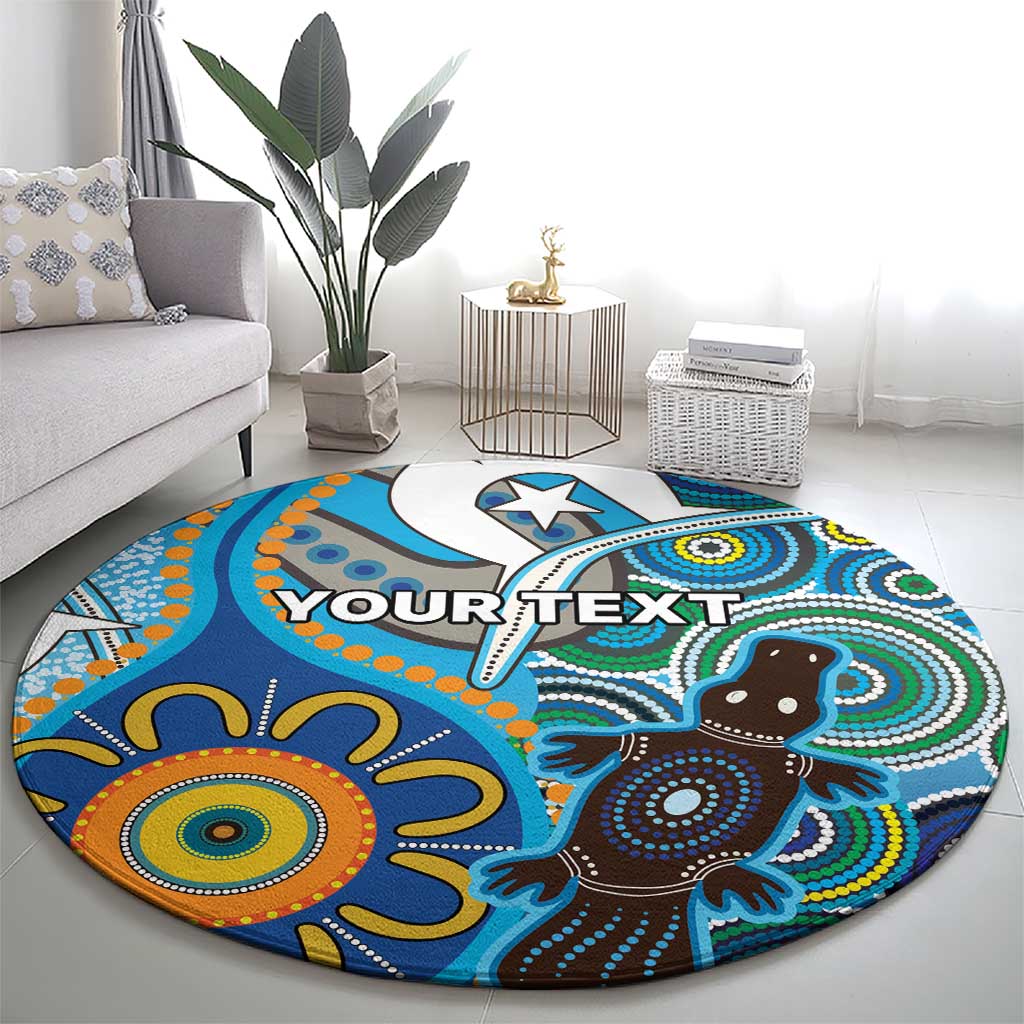 Personalised Aboriginal Platypus Round Carpet Torres Strait Islander Dhari Indigenous Dot Art