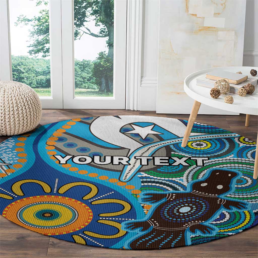 Personalised Aboriginal Platypus Round Carpet Torres Strait Islander Dhari Indigenous Dot Art