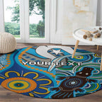 Personalised Aboriginal Platypus Round Carpet Torres Strait Islander Dhari Indigenous Dot Art