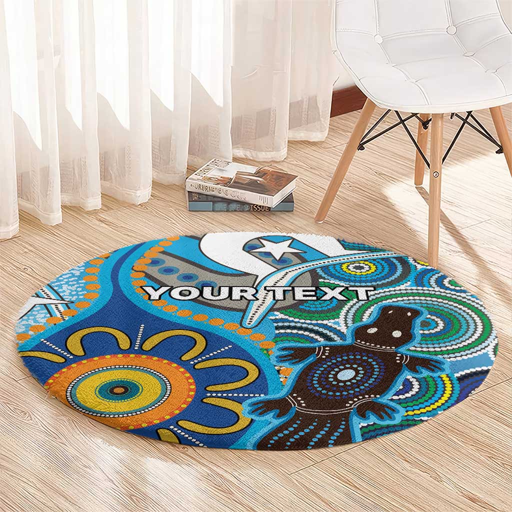 Personalised Aboriginal Platypus Round Carpet Torres Strait Islander Dhari Indigenous Dot Art