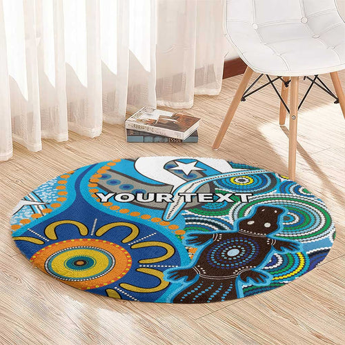 Personalised Aboriginal Platypus Round Carpet Torres Strait Islander Dhari Indigenous Dot Art