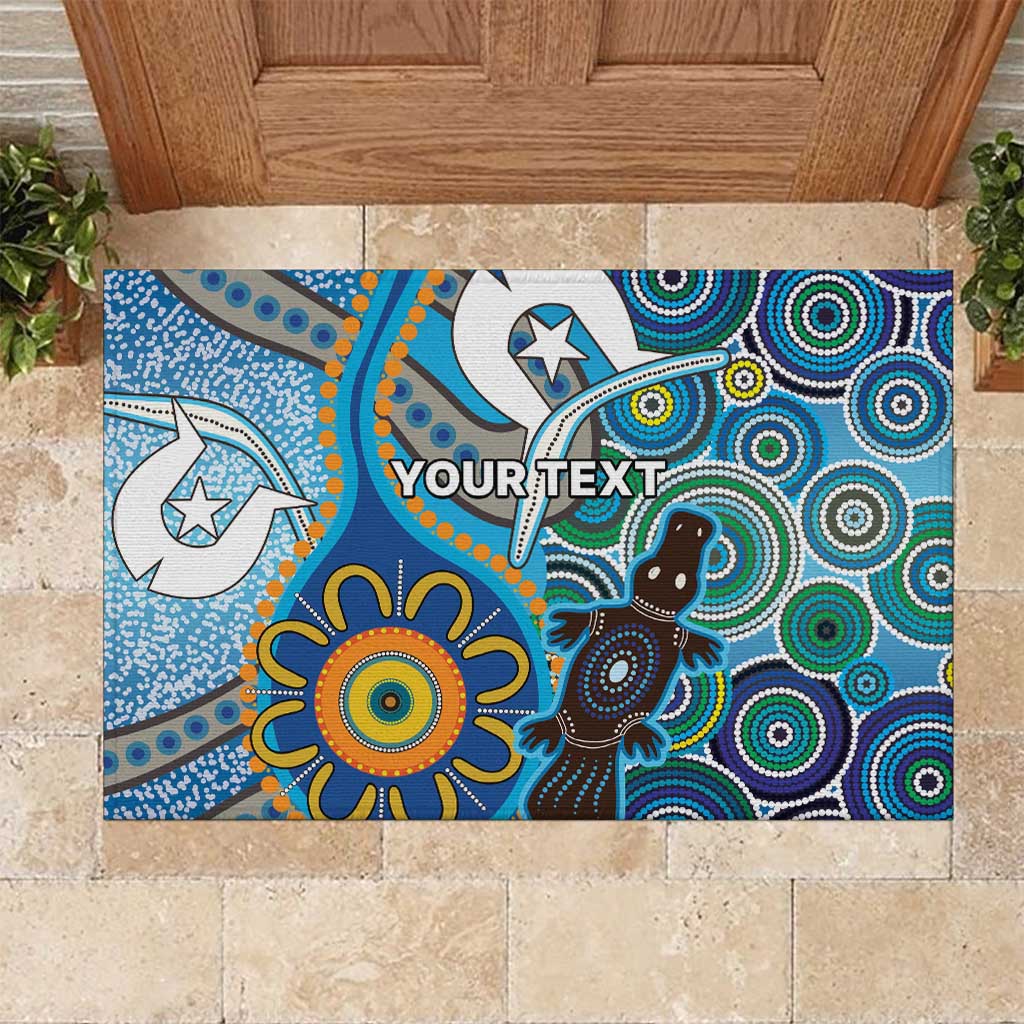 Personalised Aboriginal Platypus Rubber Doormat Torres Strait Islander Dhari Indigenous Dot Art