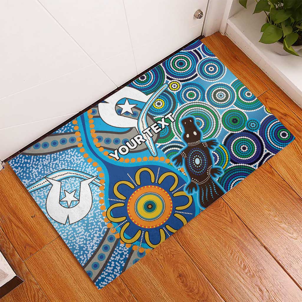 Personalised Aboriginal Platypus Rubber Doormat Torres Strait Islander Dhari Indigenous Dot Art
