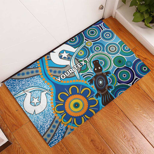 Personalised Aboriginal Platypus Rubber Doormat Torres Strait Islander Dhari Indigenous Dot Art