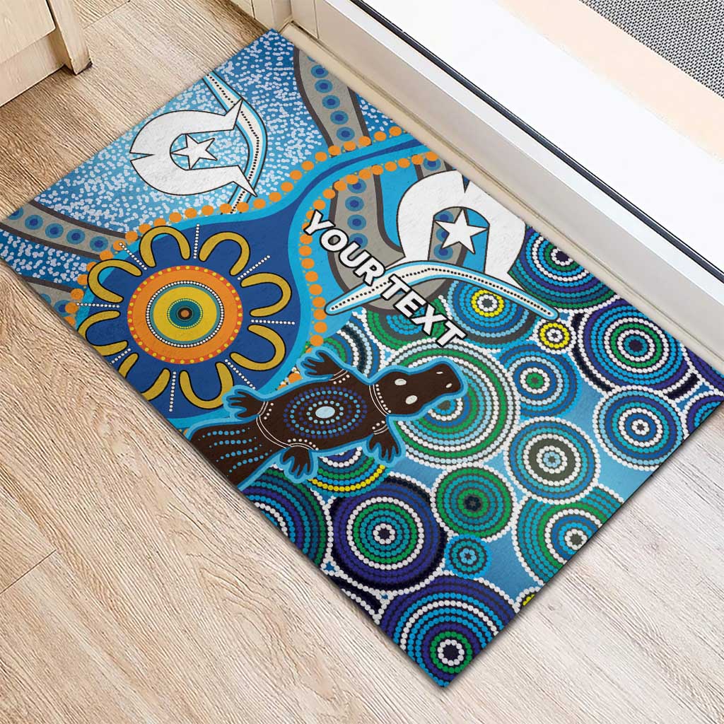 Personalised Aboriginal Platypus Rubber Doormat Torres Strait Islander Dhari Indigenous Dot Art