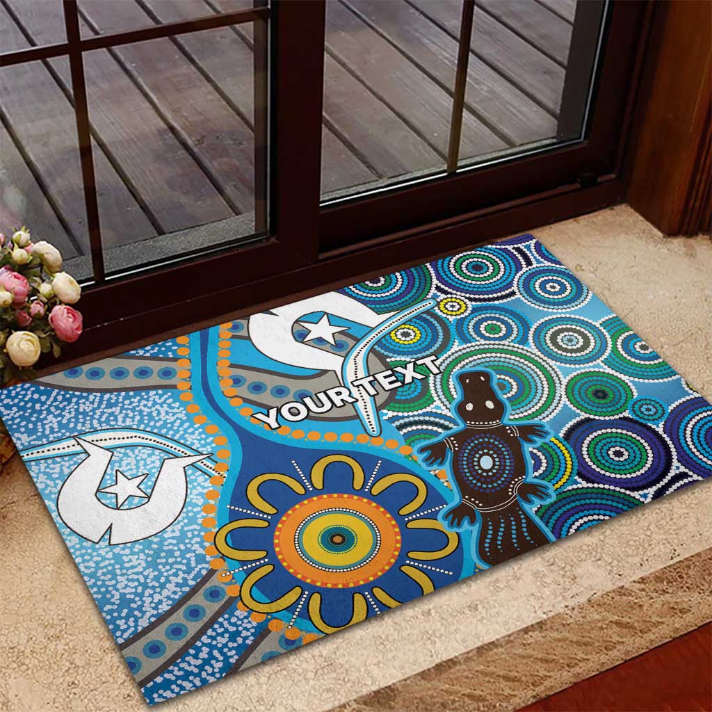 Personalised Aboriginal Platypus Rubber Doormat Torres Strait Islander Dhari Indigenous Dot Art