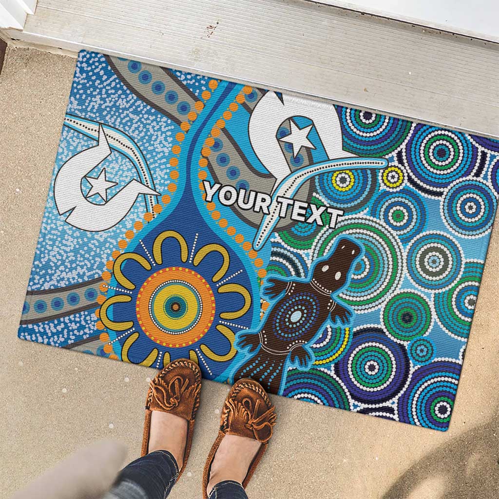 Personalised Aboriginal Platypus Rubber Doormat Torres Strait Islander Dhari Indigenous Dot Art