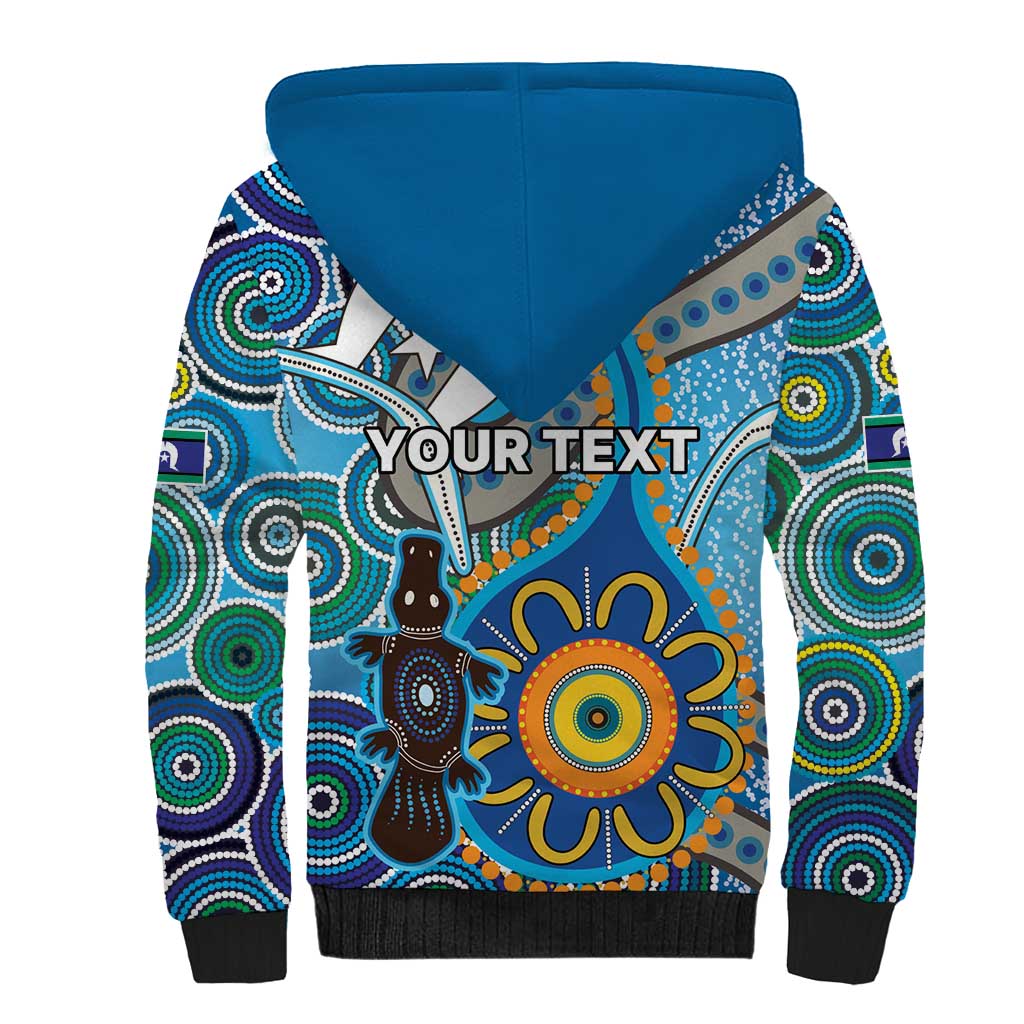 Personalised Aboriginal Platypus Sherpa Hoodie Torres Strait Islander Dhari Indigenous Dot Art