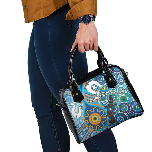 Personalised Aboriginal Platypus Shoulder Handbag Torres Strait Islander Dhari Indigenous Dot Art