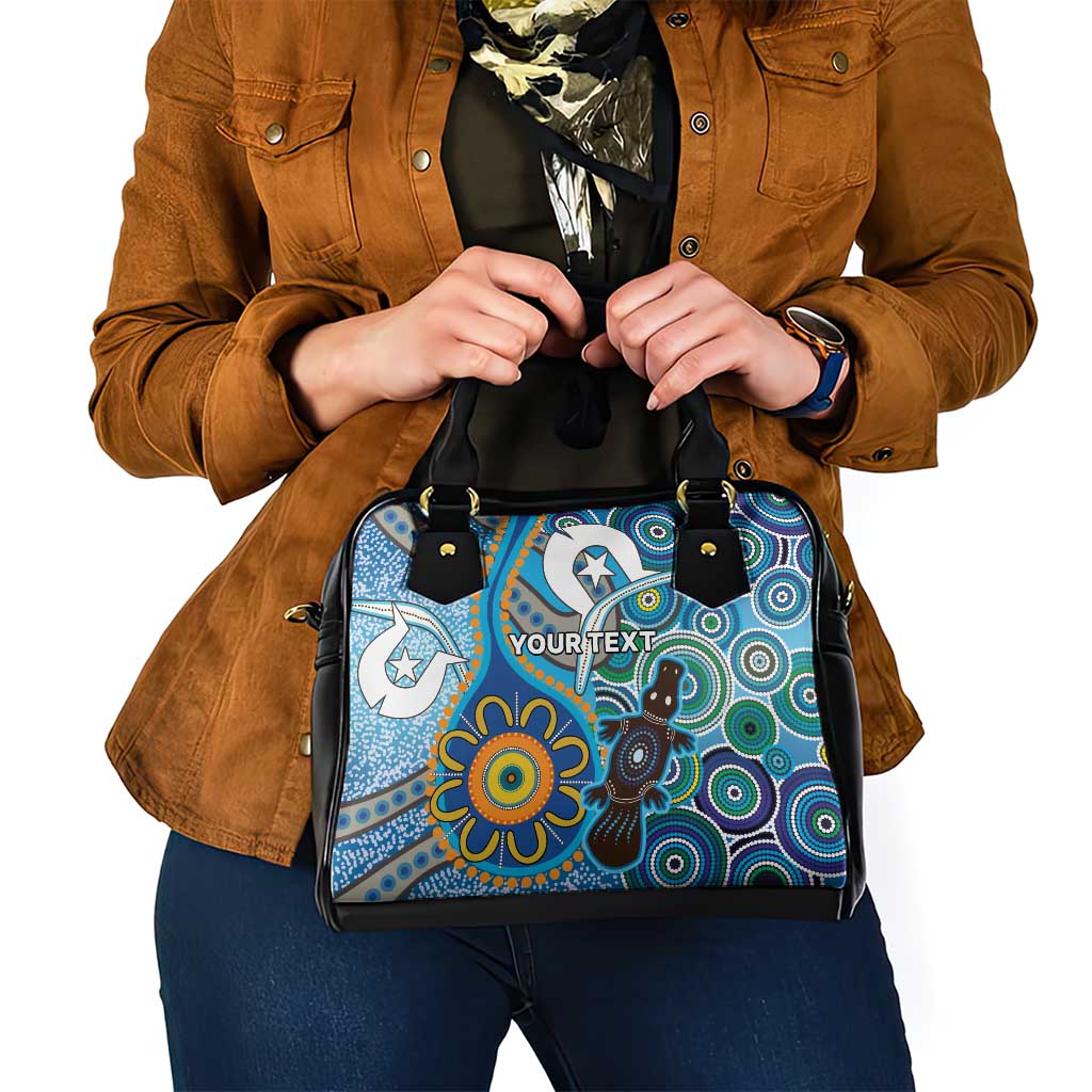 Personalised Aboriginal Platypus Shoulder Handbag Torres Strait Islander Dhari Indigenous Dot Art