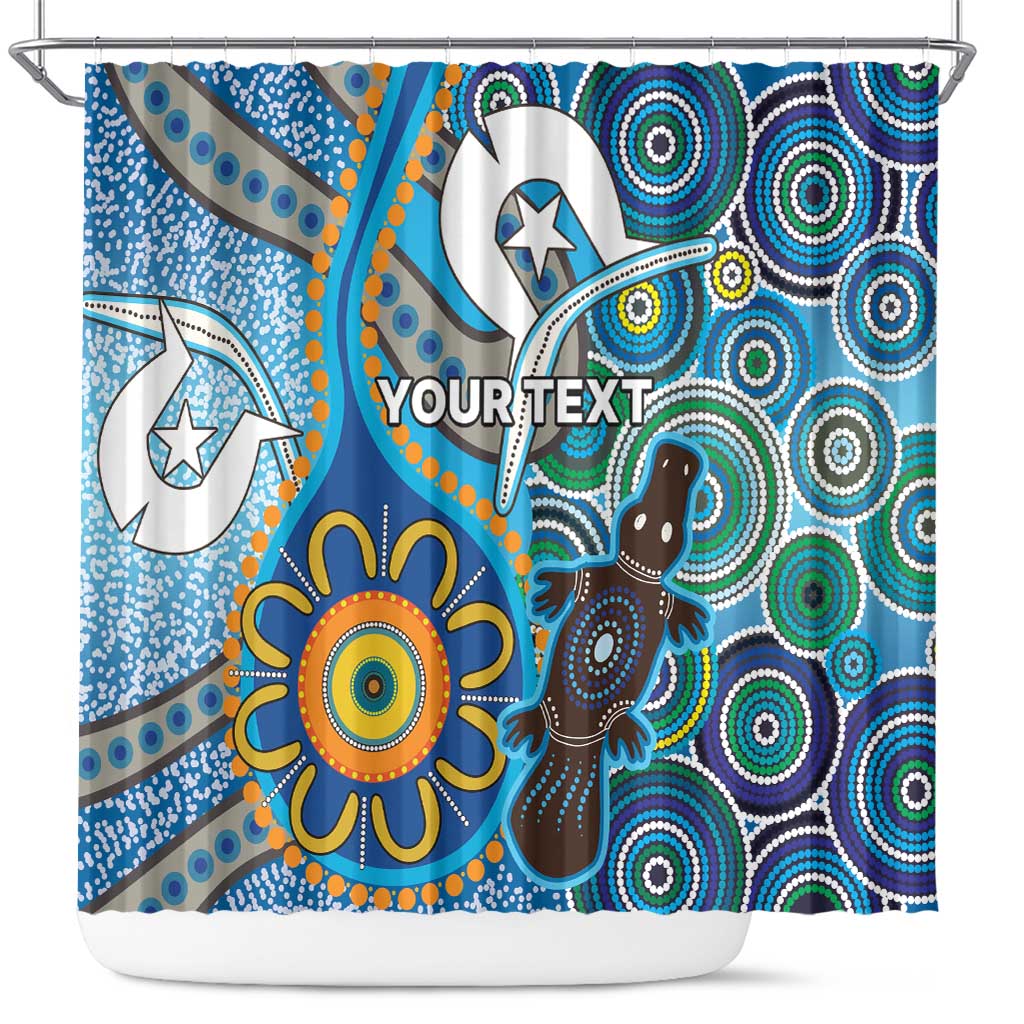 Personalised Aboriginal Platypus Shower Curtain Torres Strait Islander Dhari Indigenous Dot Art