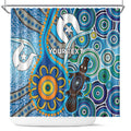 Personalised Aboriginal Platypus Shower Curtain Torres Strait Islander Dhari Indigenous Dot Art