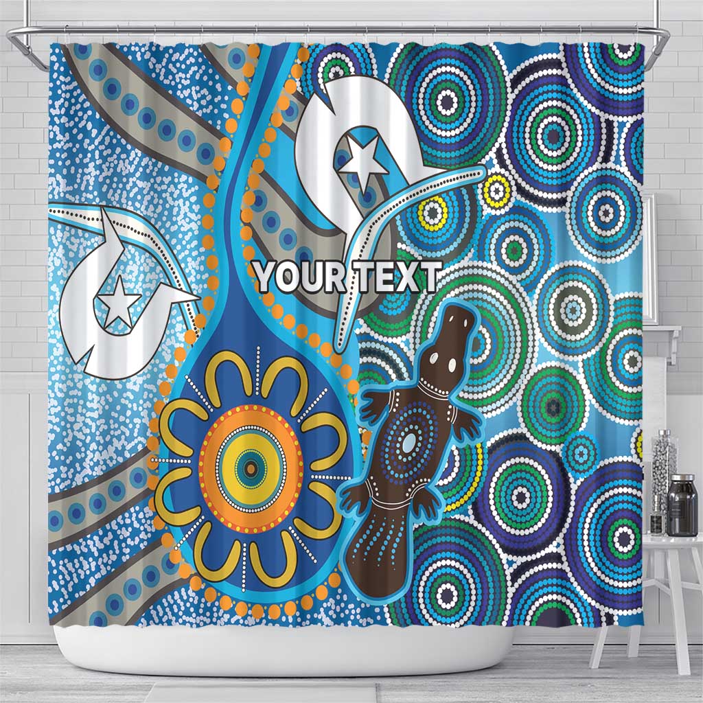 Personalised Aboriginal Platypus Shower Curtain Torres Strait Islander Dhari Indigenous Dot Art