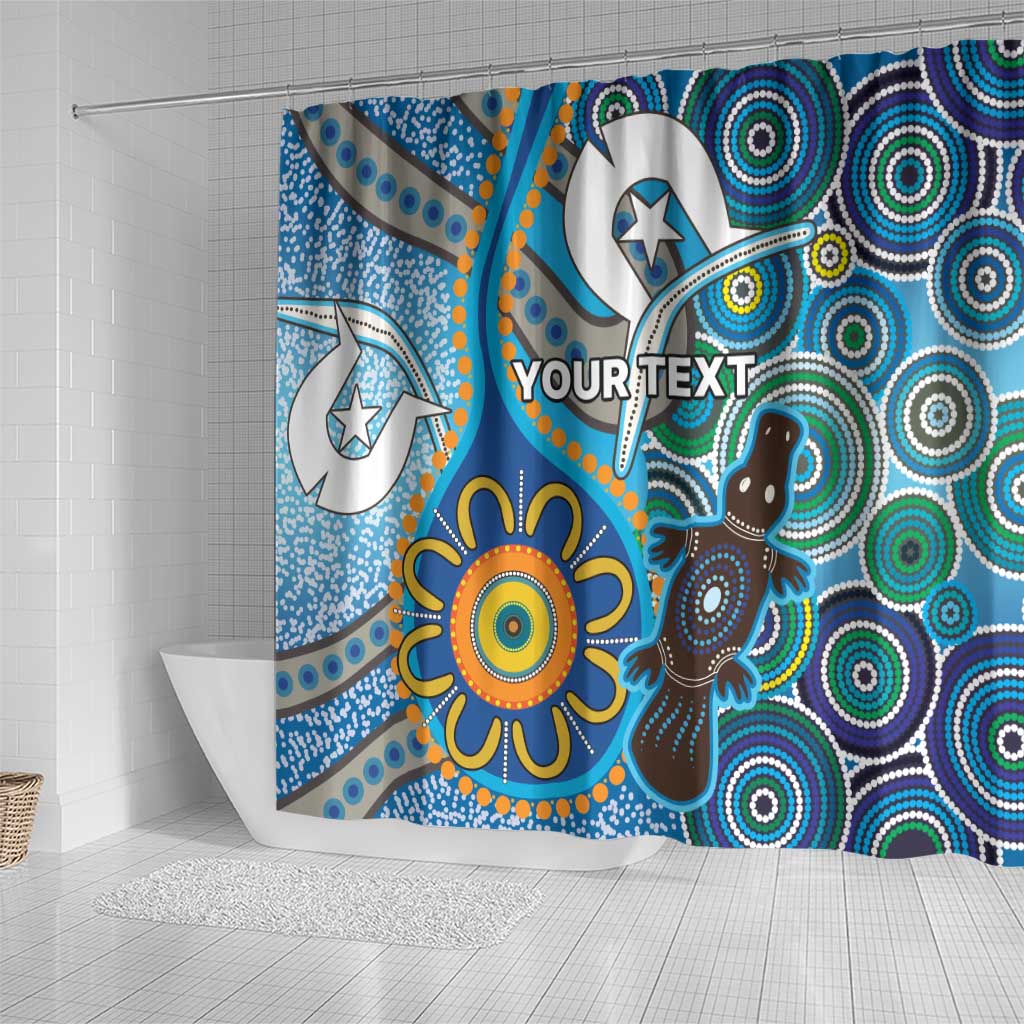 Personalised Aboriginal Platypus Shower Curtain Torres Strait Islander Dhari Indigenous Dot Art
