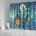 Personalised Aboriginal Platypus Shower Curtain Torres Strait Islander Dhari Indigenous Dot Art