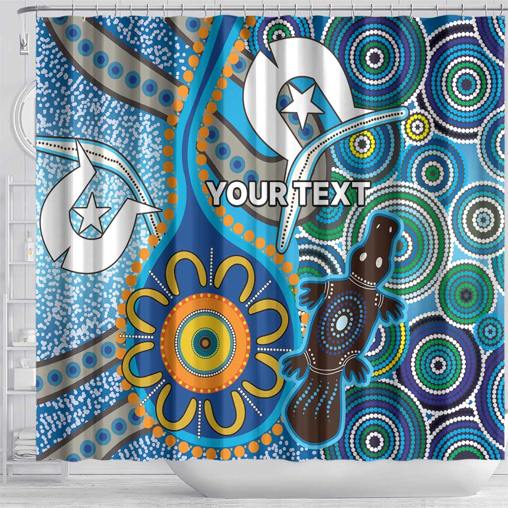 Personalised Aboriginal Platypus Shower Curtain Torres Strait Islander Dhari Indigenous Dot Art
