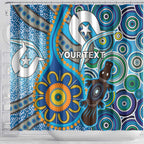 Personalised Aboriginal Platypus Shower Curtain Torres Strait Islander Dhari Indigenous Dot Art