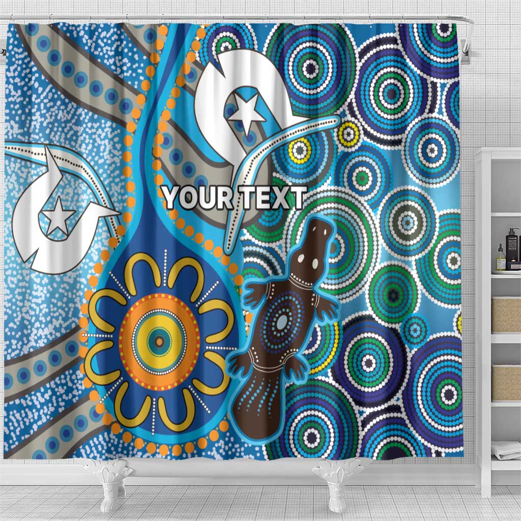 Personalised Aboriginal Platypus Shower Curtain Torres Strait Islander Dhari Indigenous Dot Art