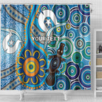 Personalised Aboriginal Platypus Shower Curtain Torres Strait Islander Dhari Indigenous Dot Art