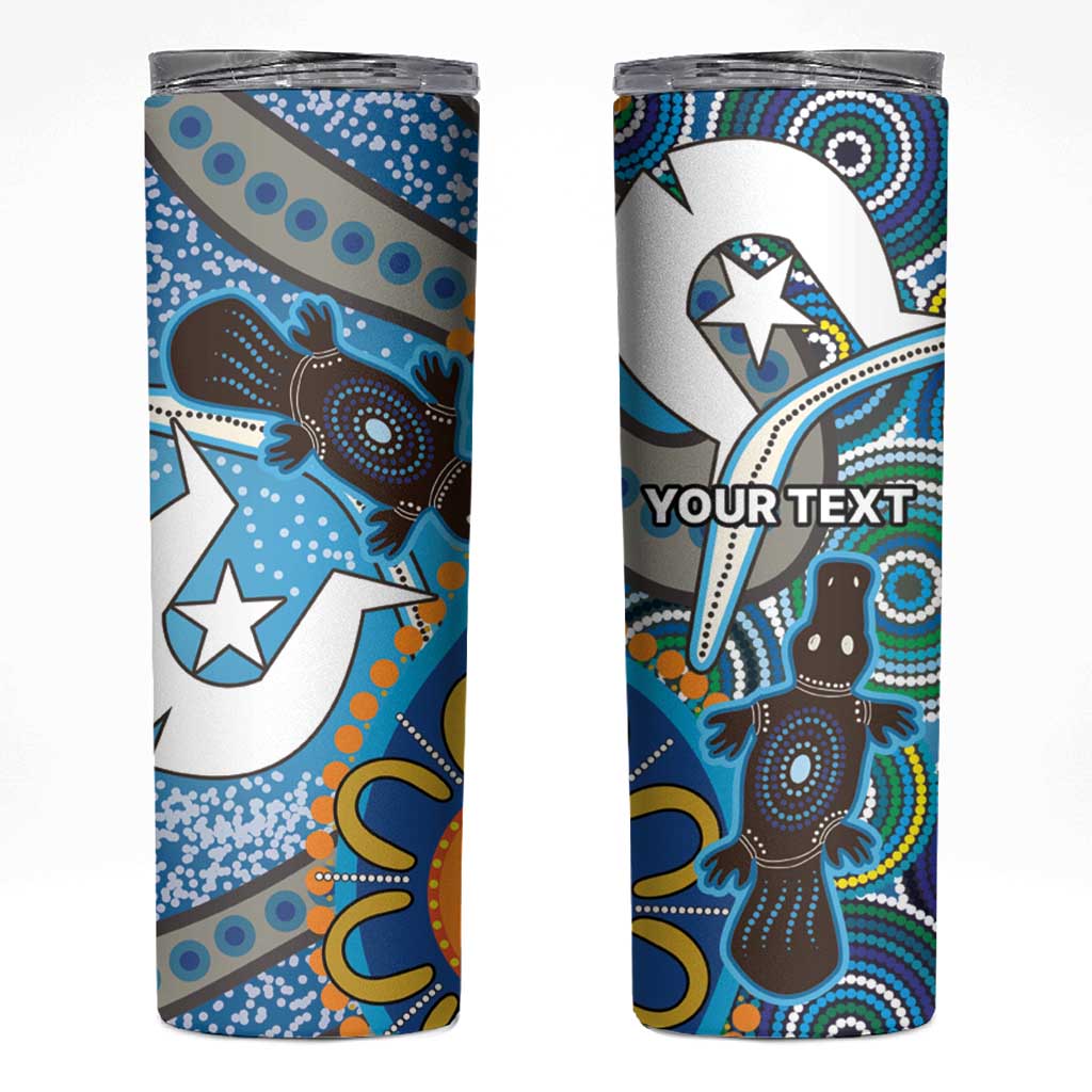 Personalised Aboriginal Platypus Skinny Tumbler Torres Strait Islander Dhari Indigenous Dot Art