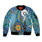 Personalised Aboriginal Platypus Sleeve Zip Bomber Jacket Torres Strait Islander Dhari Indigenous Dot Art
