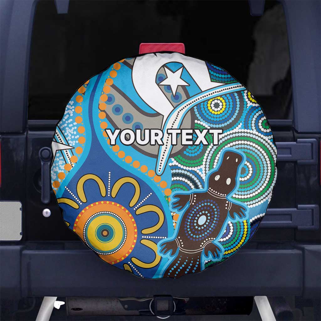Personalised Aboriginal Platypus Spare Tire Cover Torres Strait Islander Dhari Indigenous Dot Art