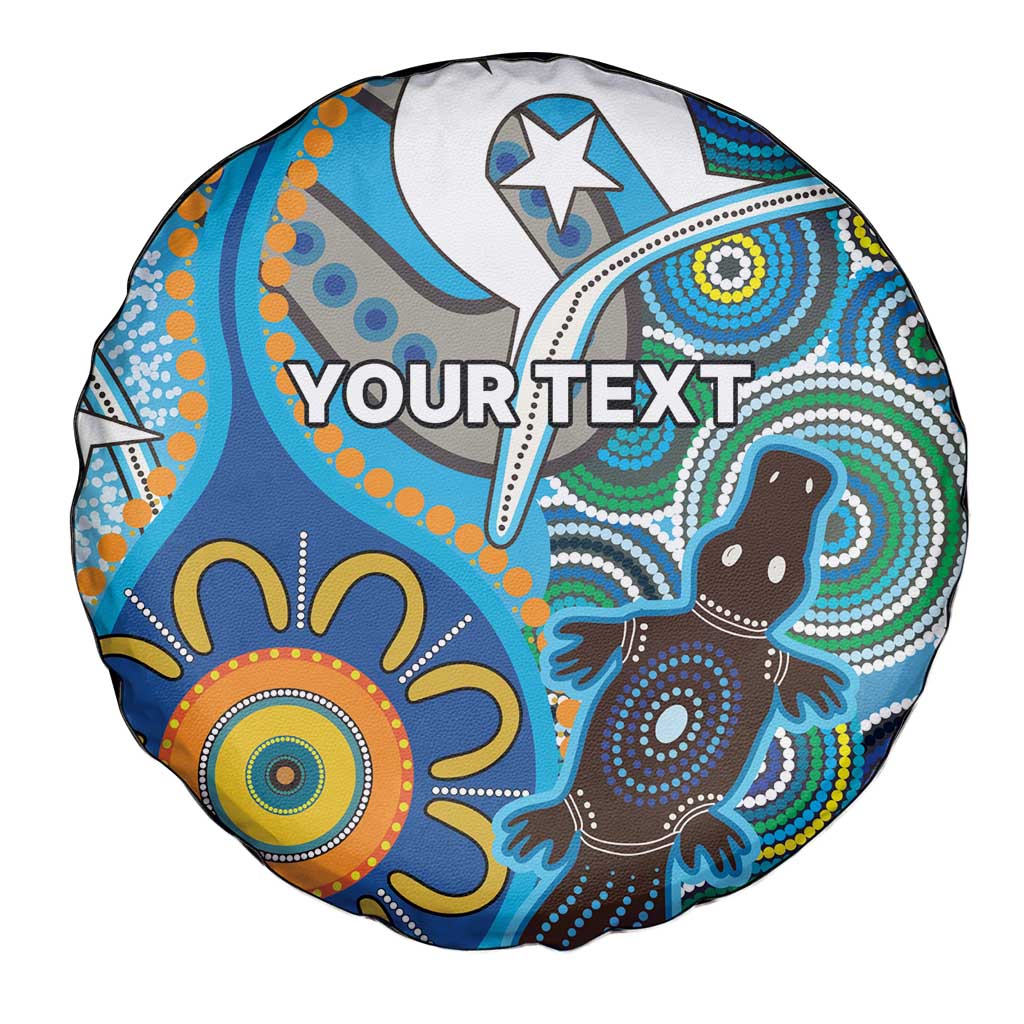 Personalised Aboriginal Platypus Spare Tire Cover Torres Strait Islander Dhari Indigenous Dot Art