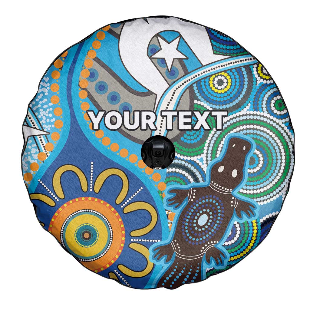 Personalised Aboriginal Platypus Spare Tire Cover Torres Strait Islander Dhari Indigenous Dot Art