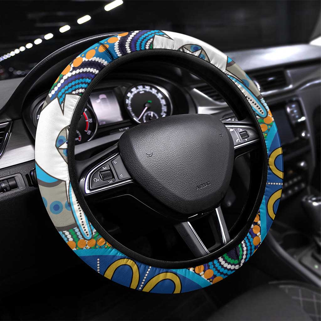 Aboriginal Platypus Steering Wheel Cover Torres Strait Islander Dhari Indigenous Dot Art