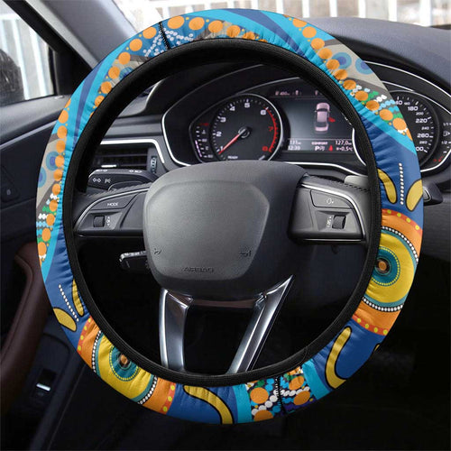 Aboriginal Platypus Steering Wheel Cover Torres Strait Islander Dhari Indigenous Dot Art